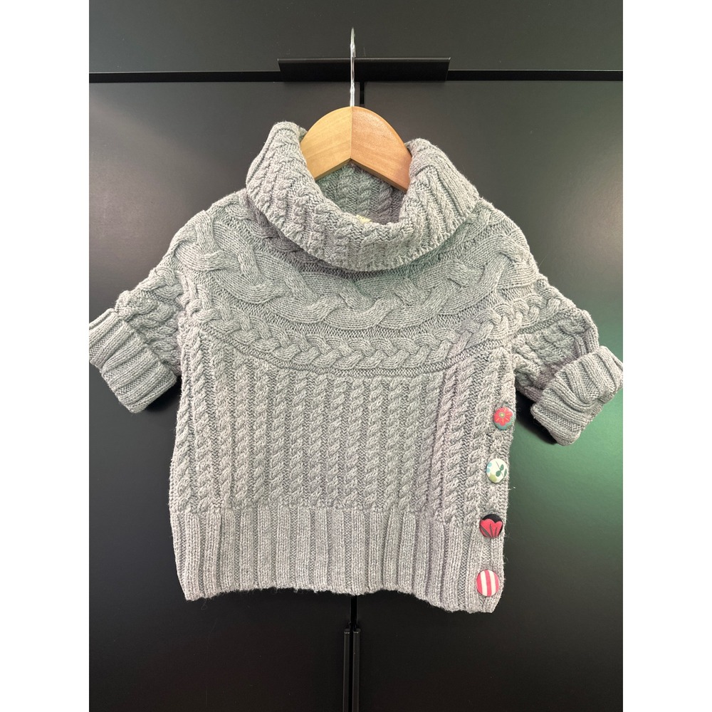 Matilda Jane Girls Reese Crop Gray Cable Knit Cowl Neck Sweater Size 4